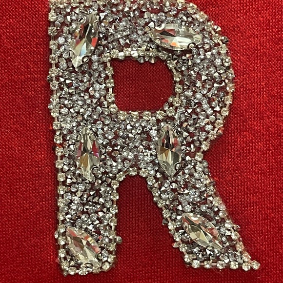 Ugly Christmas BiBi "Merry" Silver Glitter Red Sweatshirt. - Picture 4 of 10